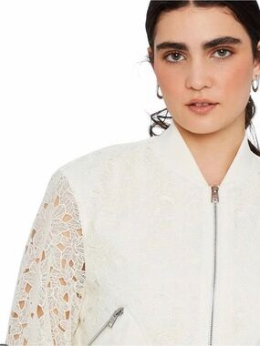 Club Monaco White Lace Bomber Jacket